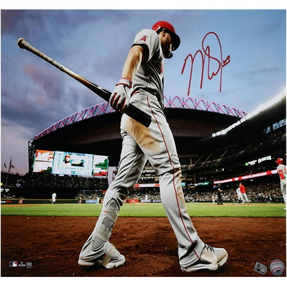 Mike Trout Los Angeles Angels Autographed 16" x 20" On Deck Photograph - Fanatics Authentic Certified