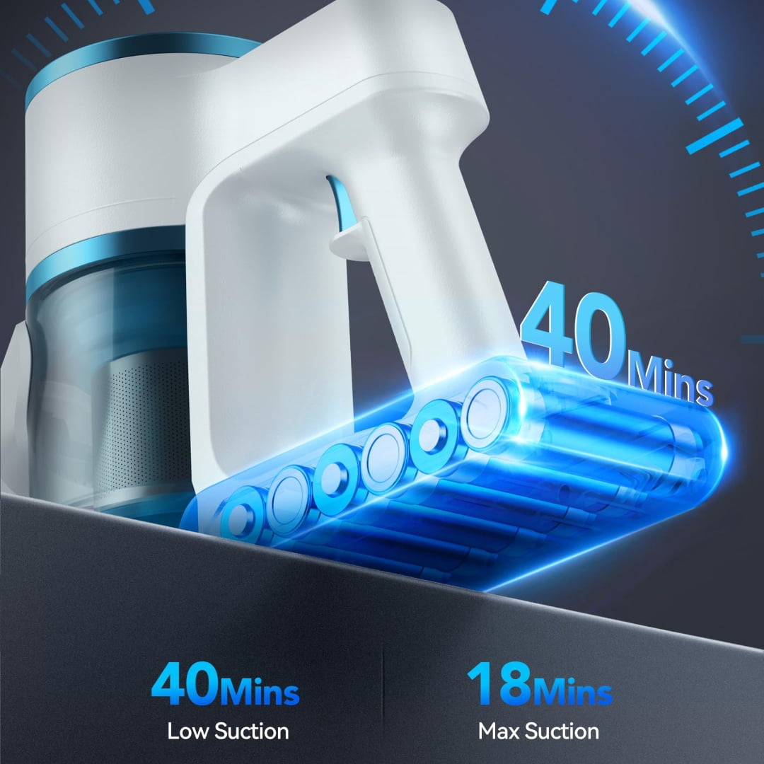 Cordless Vacuum Cleaner, 23kPa Powerful Suction Stick Vacuum with 2 Speeds for Pet Hair & Carpet