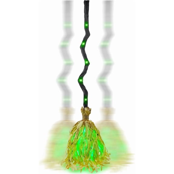 Anmrize 35" Animated Witches Broom Halloween Decor Magic Witch Broomstick | Moving, Sound/Touch Activated, Light up, Spooky Sounds, Dancing, for Indoor & Outdoor Porch, Halloween Party Decorations