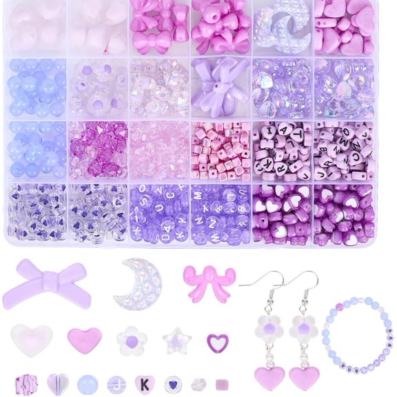 828Pcs 16 styles Acrylic Beads Mixed Shapes Blue Violet 4~20x4~34x3~12mm Hole: 1~3mm 828pcs/set