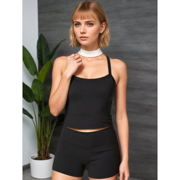 Sexy Leggings Yoga Set Women Spaghetti Strap Vest Crop Top High Waist Short Sport Suit Outdoor Running Fitness Workout Clothes