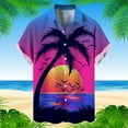 thumbnail image 4 of ZZHZGZ Late July Mens Denim Shirts Long Sleeve Men's Coconut Tree Short Sleeve Shirt Summer Casual 3D Printing Hawaii Short Sleeve Shirts Tops Fourth of July Graphic Tees Men S, 4 of 5