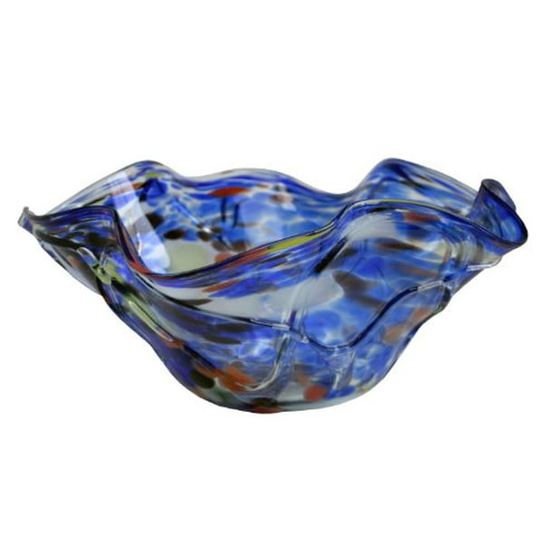 Cohasset Abstract Decorative Glass Bowl, Large, Blue - Walmart.com ...