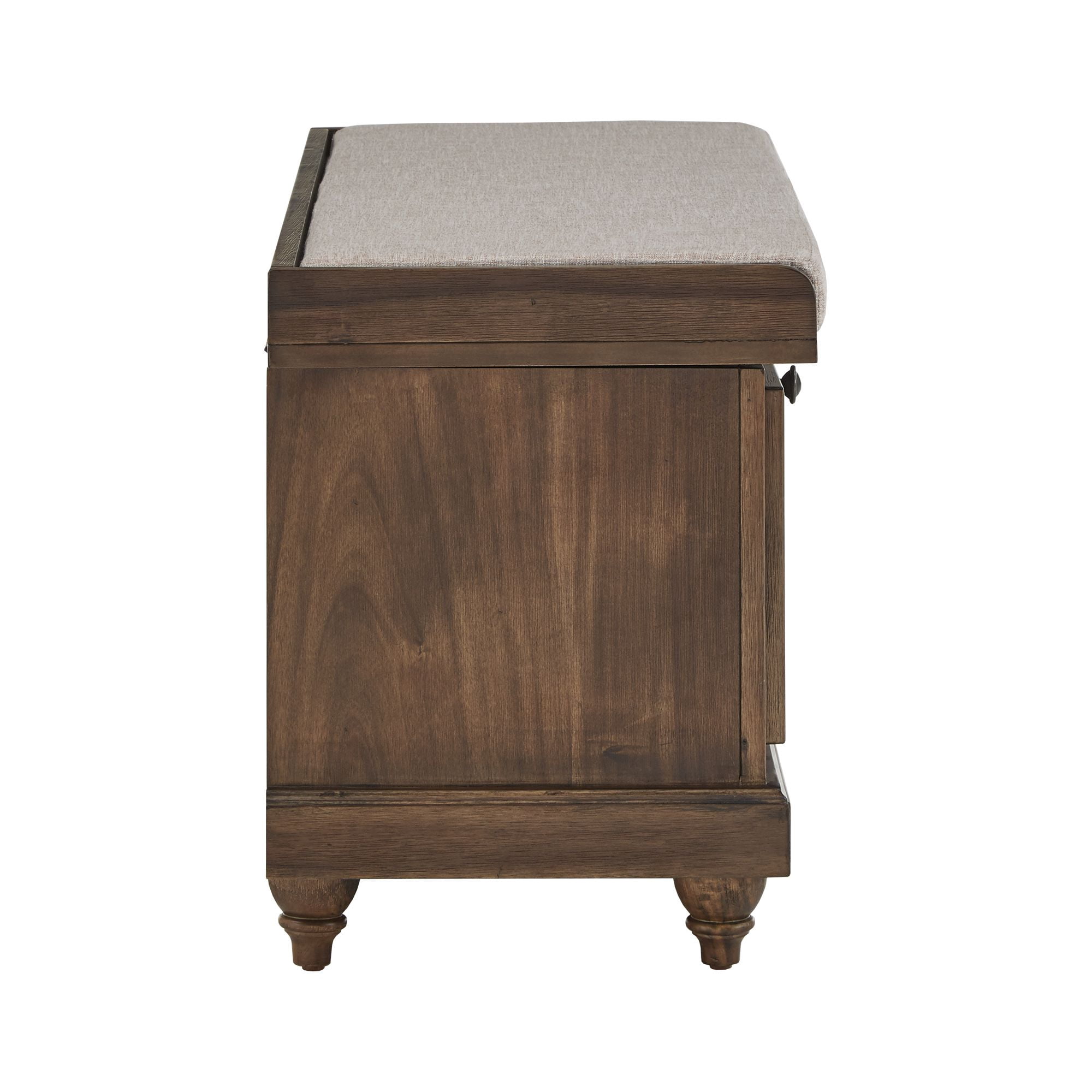Weston Home Marin Storage Bench with Linen Seat Cushion, Antique Brown Finish