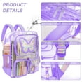 thumbnail image 5 of SANMADROLA Clear Backpack Heavy Duty Transparent Bookbag Teen Girlish Cute Bag Large Capacity See Through Backpacks Stadium Approved Daypack for Middle School College Sport/Travel, Purple Butterfly, 5 of 9