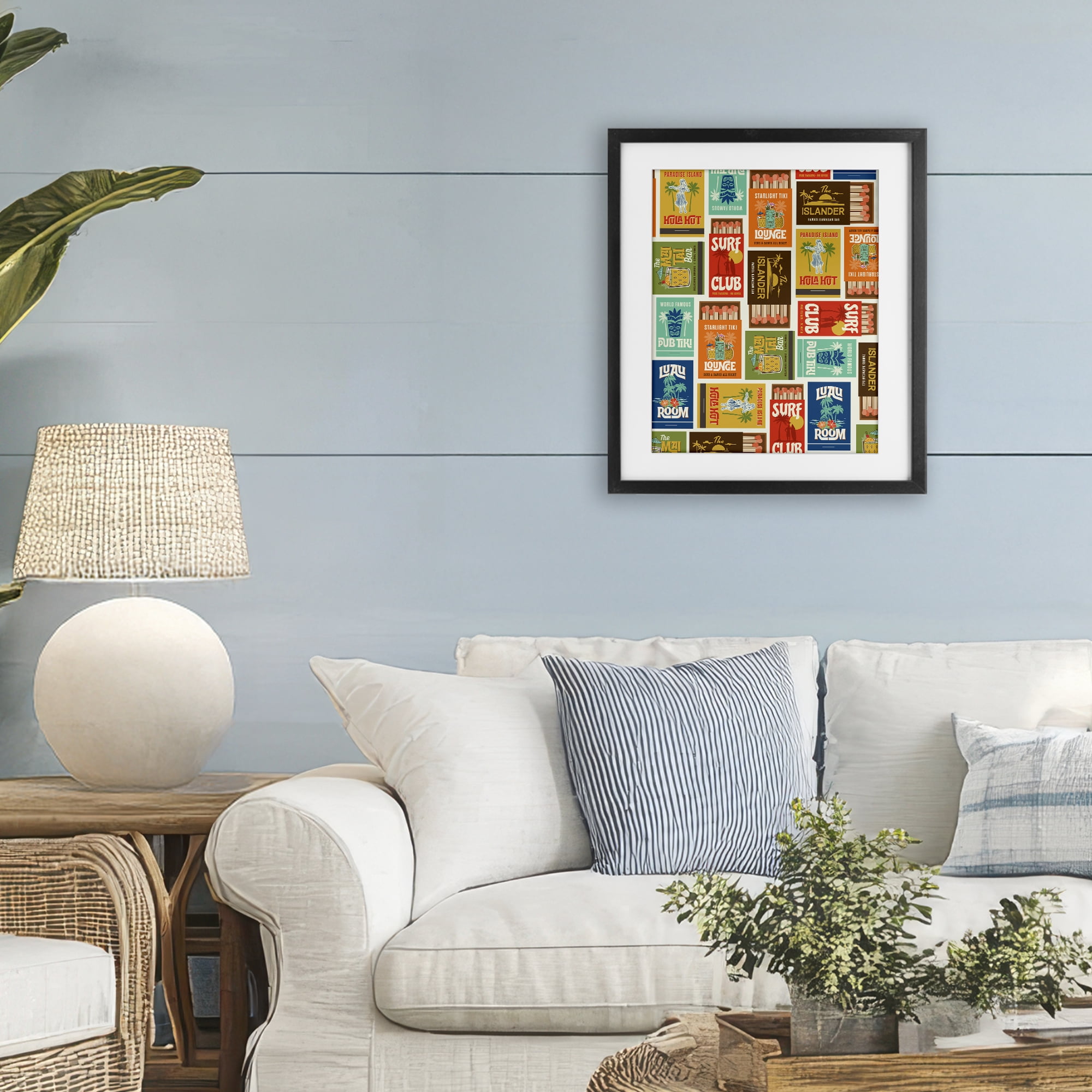 Stupell Industries Vintage Tropical Match Boxes Black Framed Print Under Glass, design by Emily Dumas