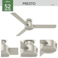 thumbnail image 3 of Hunter 52 inch Indoor Ceiling Fan No Light - Modern Ceiling Fan without Light, 3 Blades, Low Profile Mount, For Bedroom, Living Room, or Kitchen, Wall Control - Presto 52409, Matte Nickel, 3 of 16