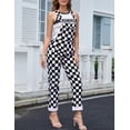 thumbnail image 6 of Checkered Pants Womens Overalls Denim Bib Coveralls Cute Stretch Jeans Jumpsuit(Black and White Checkered,L), 6 of 11