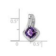 thumbnail image 2 of 14k White Gold Amethyst and Diamond Chain Slide Pendant, 2 of 2