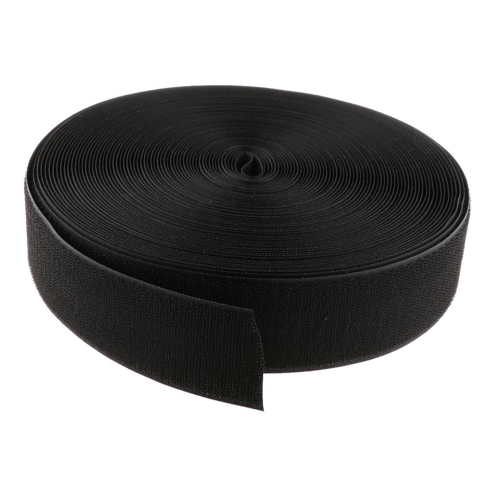 Black 25m/ 82ft/ 27.3yd Hook Tape Fastener Fastening Cable Tie for Crafting 