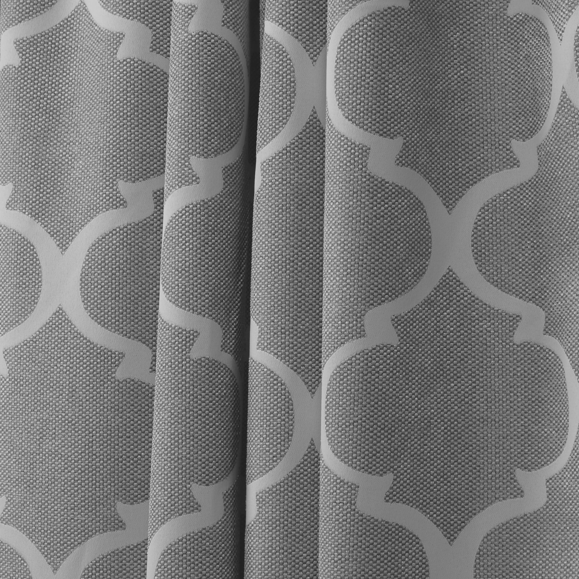 Nicole Miller Treillage Woven Room Darkening Blackout Hidden Tab/Rod Pocket Top Curtain Panel Pair, 52"x84", Ash Grey
