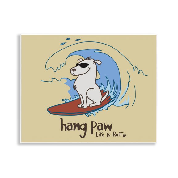 Stupell Industries Contemporary Hang Paw Surfing Dog Wall Plaque Art, 14 x 11, by LIR