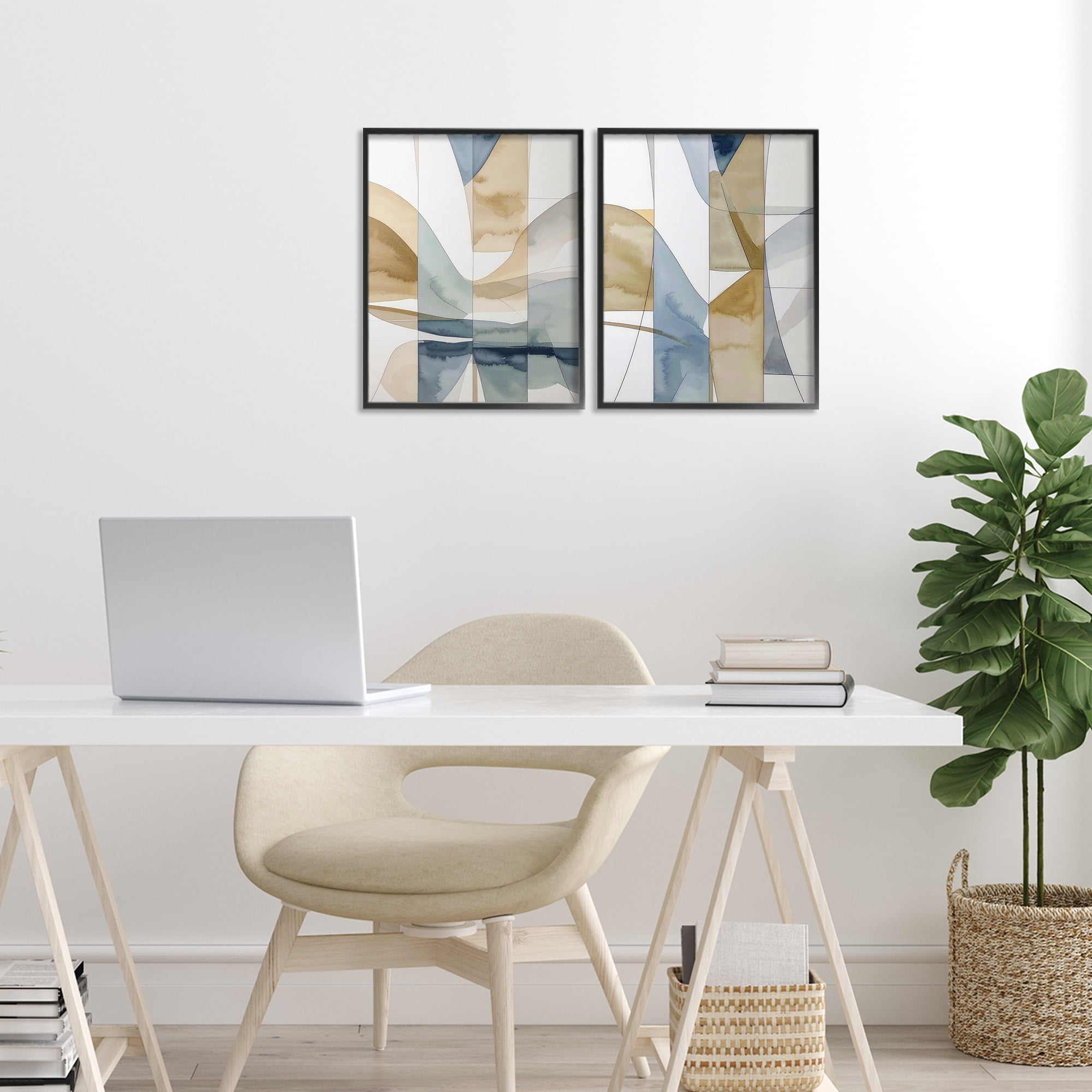 Stupell Industries Balanced Geographic Abstract 2 Piece Black Framed Giclee Art Set, design by Alonza Saunders