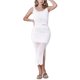 thumbnail image 2 of Conjunto de 2 piezas de cobertura con escote en V, top corto y falda con abertura para mujeres INSPIRE CHIC, talla XS, blanco, 2 of 6
