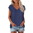 thumbnail image 2 of YLHFASHION T-shirt à Manches Courtes Col en V Texture Géométrique Simple et à la Mode pour Femmes Soldes Aujourd'hui Liquidation T-shirt à Manches Courtes pour Femmes, 2 of 5