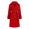 thumbnail image 6 of Pimfylm Women's Notch Lapel Double Belted Long Outwear Winter Coat Red, XL, 6 of 7