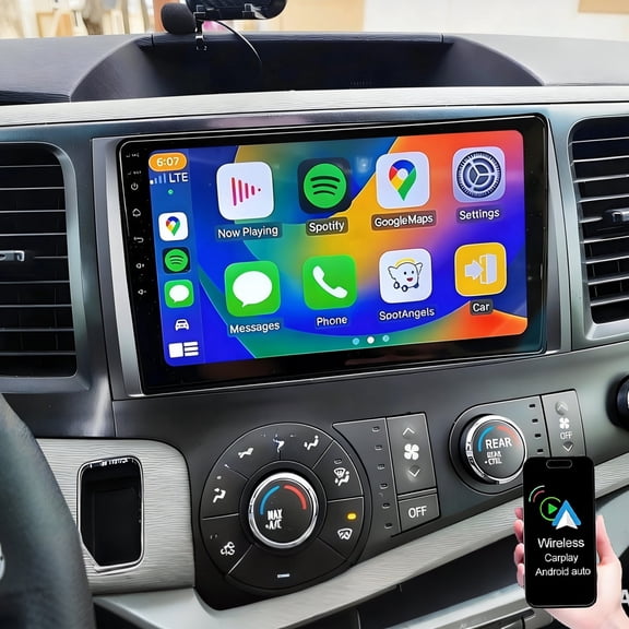 Geabo Android Car Radio for Toyota Sienna 2011-2014 with Wireless Carplay Android Auto, 9 Inch HD Touchscreen Car Stereo with GPS WiFi Bluetooth FM/RDS EQ SWC Backup Camera