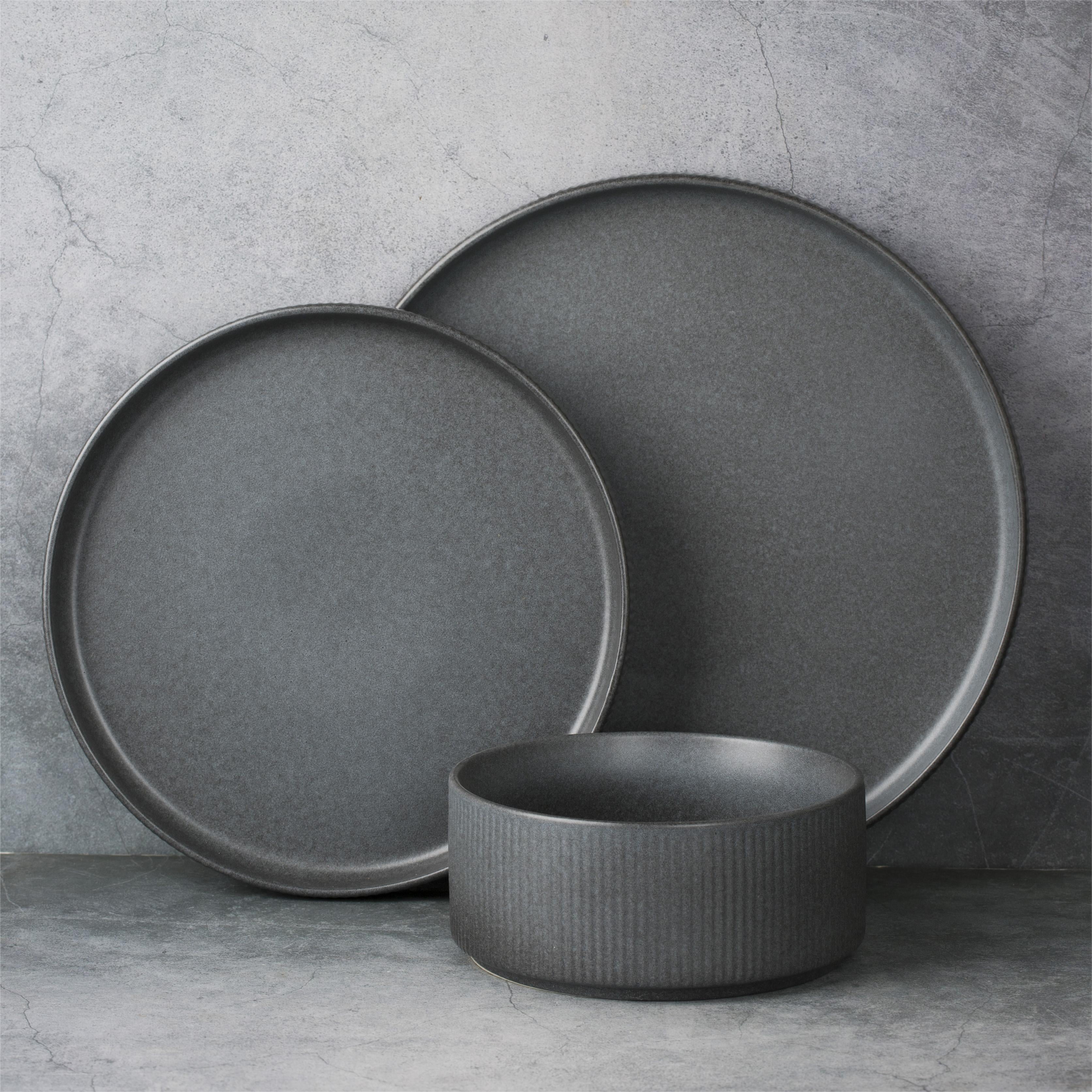 Famiware Stoneware Dinnerware Sets, Plates and Bowls Set for 4, 12