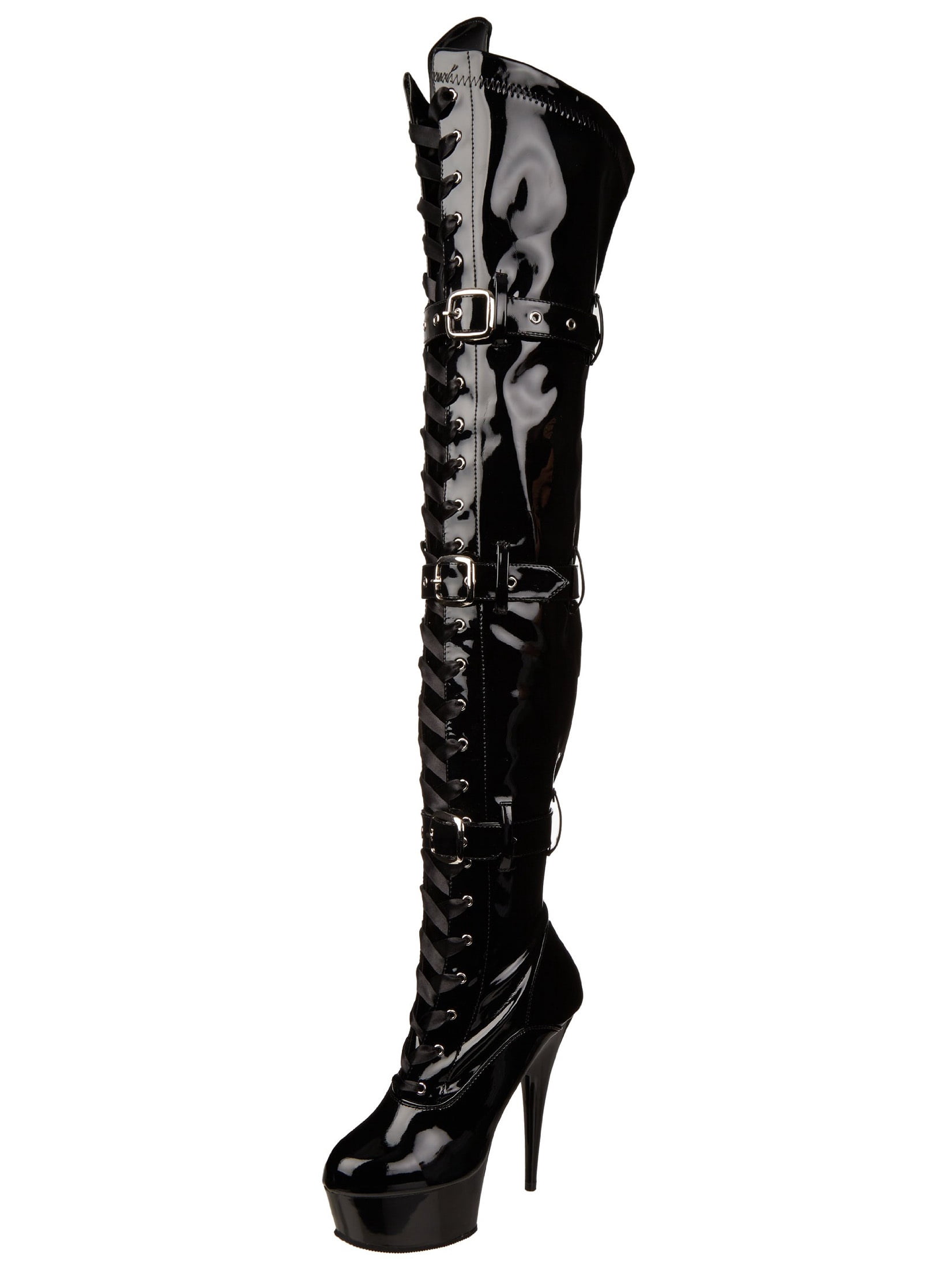 Heel Platform Boots Stretch Thigh 