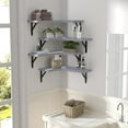 thumbnail image 6 of Corner Floating Shelves Wall Mounted Set of 4, Rustic Wood Storage Display Wall Shelves for Home Decor, Bathroom, Kitchen, Bedroom, Living Room, Office (Black), 6 of 7
