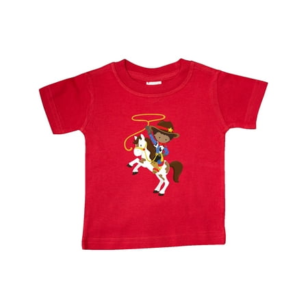 

Inktastic African American Boy Little Cowboy White Horse Gift Baby Boy T-Shirt