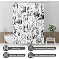 thumbnail image 4 of Shower Curtain, Washable Cloth Cute Dogs Kids White and Black Shower Curtain Set with 12 Shower Curtain Hooks, Kawaii Pet Puppy Waterproof Shower Curtains for Bathroom Decor, 72x72 Inches, 4 of 6