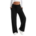 thumbnail image 6 of zaveiop Womens Ribbed Wide Leg Lounge Pants with Pockets Casual Relaxed Comfy Loose Soft Knit Pajama Pants with Drawstring (Black, XXL), 6 of 8