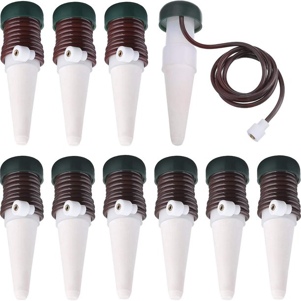 Sistema de riego automático Rojo Verde con estacas de riego 10 piezas para plantas de interior