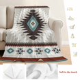 thumbnail image 5 of Turquoise Gray Boho Blanket Soft Cozy Warm Throw Blanket for Couch, Plush Fuzzy Flannel Fleece Blankets for Sofa, Southwestern Ethnic Geometric Bed Blankets Lightweight Gifts for Women, 50"x60", 5 of 9