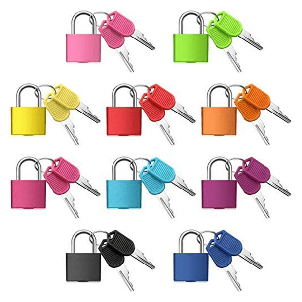 Paquete de 10 Candados para Maletas con Llaves, Candados PequeñOs Multicolores para Equipaje, Candados de Metal para la Escuela, Gimnasio, Juego de CombinacióN en el Aula