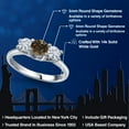 thumbnail image 2 of Gem Stone King 14K White Gold Brown Smoky Quartz & White Moissanite 3-Stone Engagement Ring | 0.96 Cttw | Round 5MM and 4MM | Three Stone Wedding Anniversary Promise Ring for Women (Size 9), 2 of 6