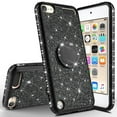 thumbnail image 2 of New Apple iPod Touch Case, Touch 7/6/5 Case,Glitter Cute Phone Case Women Girls with Kickstand, Bling Diamond Ring Stand Protective Clear iPod Touch 5th/6th Gen. - Black, 2 of 6