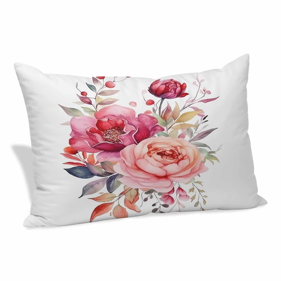 Watercolor Floral Pillow Covers 20x30 Inch, Pink Flowers Soft Brushed Throw Pillow Covers with Hidden Zipper Decorative Pillowcase for Bedroom Sofa Couch