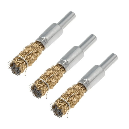 Crimp Wheel - 10mm Wire Wheel Brush Cup Copper Plated Crimped Steel with Shank 0.012-inch Wire Dia 3pcs