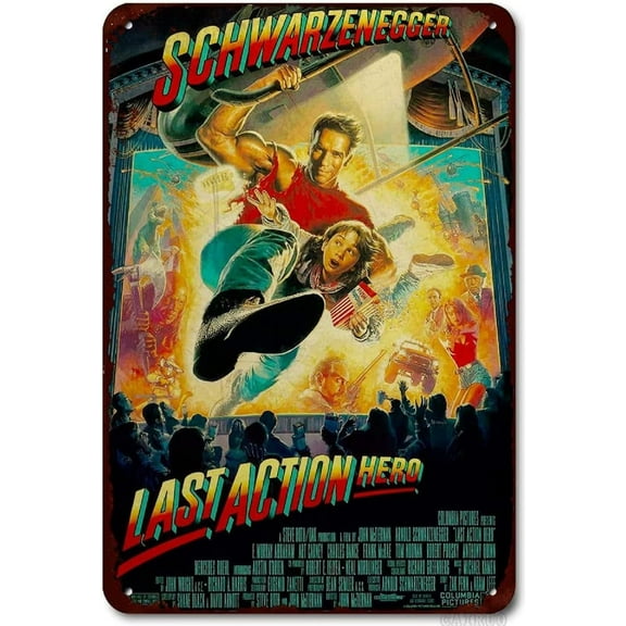 Tin Movie Poster Sign - Last Action Hero Film Movie Vintage Retro Sign - Home Metal Wall Decoration, 12 x 8 Inches