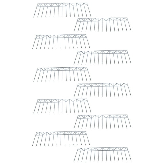 GELUOXI 10 Pack 32" L x 10" H Animal Barrier Fence, No Dig Fence Patented Product, 5.5mm Galvanized Stakes , Metal Fence Panel for Outdoor Yard Patio, Total 13.3Ft(L) X 10in(H) Silver