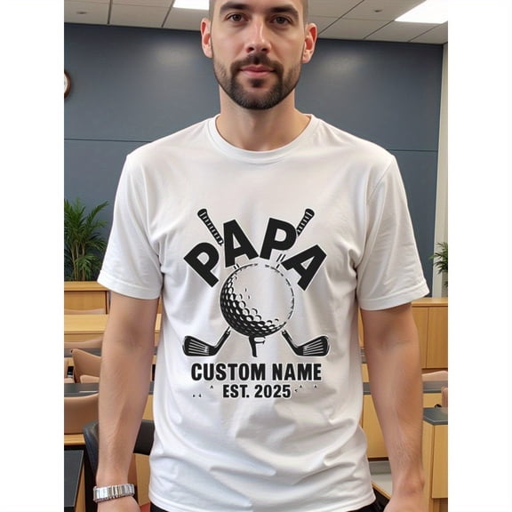 natee local warehouse clearance Custom Papa Golf T-shirt - Personalized Gift for New Dads, Men's T-Shirt,100% Cotton Fabric,Crew Neck,Short Sleeve,Regular Fit,All-Season Casual Wear,180gsm-Ideal for