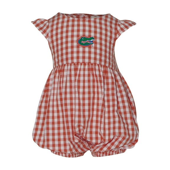 Girl's Infant Garb Orange Florida Gators Cara Gingham Ruffled Bodysuit