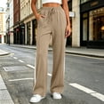 thumbnail image 5 of LEAVINGSUO Baggy Pants for Women High Waisted Pants Long Pants With Elastic Waist Pocket Casual Pants Khaki M, 5 of 7