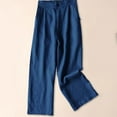 thumbnail image 2 of Sngxgn Women's Wide Leg Pants With Pockets High Waist Loose Casual Trousers Business Work Casual Pants(Navy,L), 2 of 3