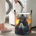 thumbnail image 4 of Lsque Sunset Meditating Bichon Frise pattern Laundry Hamper Basket, Tall Woven Rope Hamper Basket for Clothes, Lightweight Storage Basket, Collapsible Waterproof-Medium, 4 of 8