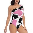 thumbnail image 3 of Rateoe Cow Spots Pattern Women One Piece Swimsuits Tummy Control One Shoulder Bathing Suits Ruffle Swimwear-X-Large, 3 of 6