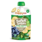 (8 Pouches) Happy Tot Super Bellies, Stage 4, Organic Toddler Food, Bananas, Spinach, & Blueberries,
