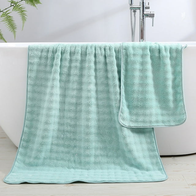 Juego de toallas de baño tamaño queen Lisbinx con diseño de almohada (toallas de baño y toallas de mano), forro polar coral con burbujas, suave y absorbente.