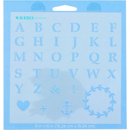Waverly Inspirations Plastic Stencil, Alpha Basic, 6 in x 6 in, 1 Piece