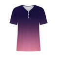 thumbnail image 4 of Dyegold Summer Tops for Women 2023 Trendy, Short Sleeve Summer Tops for Women 2023 Trendy Ombre Gradient Button Shirts Tee Casual Loose V-Neck Blouses ​Tunics, 4 of 5