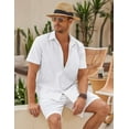 thumbnail image 3 of COOFANDY Men's Linen Solid Wedding Short Sleeve Shirt Button Up Relaxed-Fit Shirts, 3 of 7