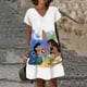 thumbnail image 2 of Vestido de verano para mujer con estampado 3D de Lilo y Stitch de Disney, cuello en V, elegante, informal, hasta la rodilla, estampado hawaiano para playa, nuevo, 2 of 5