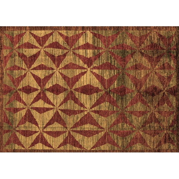 Ahgly Company Indoor Rectangle Abstract Brown Modern Area Rugs, 6' x 9'