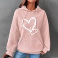 thumbnail image 2 of QATAINLAV Womens Casual Waffle Knit Hoodies Fashion Heart Printed Long Sleeve Pullover Outdoor Drawstring Hooded Sweatshirt with Pocket, Pink, XXL, 2 of 6